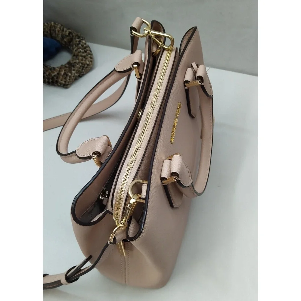 Michael Kors Camille Soft Pink Leather Double Handles Satchel Bag